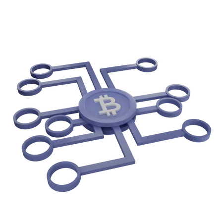 Rede Bitcoin  3D Illustration