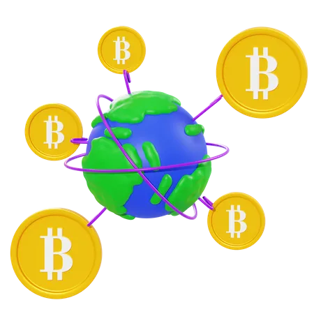 Rede Bitcoin  3D Illustration