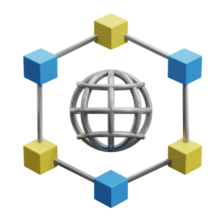 Rede blockchain  3D Icon