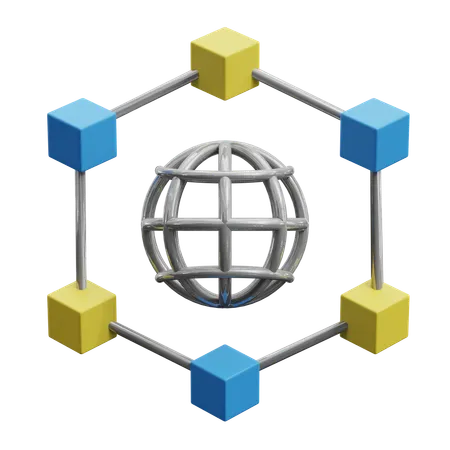 Rede blockchain  3D Icon