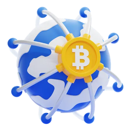 Rede global bitcoin  3D Icon