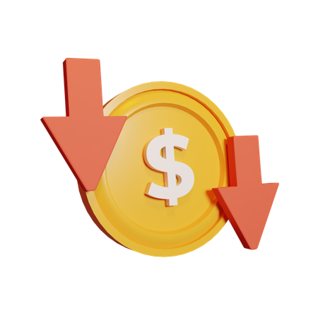 Reducción de la tasa del dólar  3D Icon