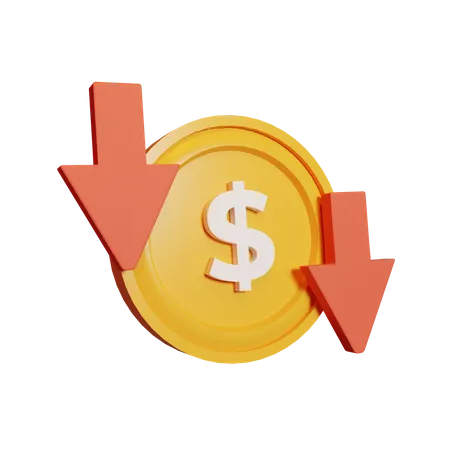 Reducción de la tasa del dólar  3D Icon