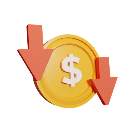 Reduction Dollar Rate  3D Icon