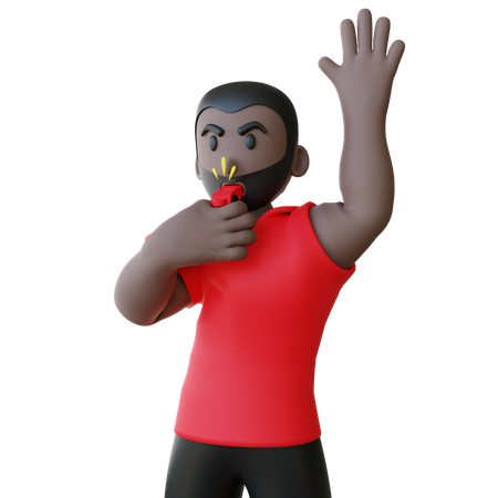 Referee Blowing Whistle  3D Icon