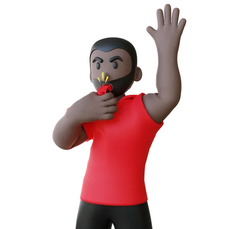 Referee Blowing Whistle  3D Illustration