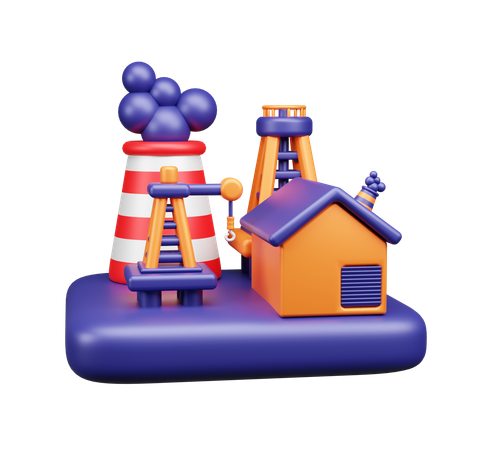 Refinaria de petróleo  3D Icon