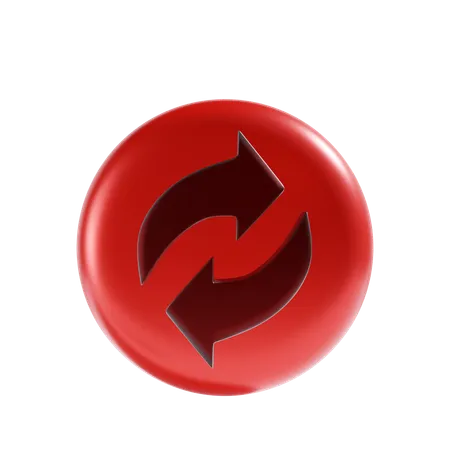 Refresh Icon With Red Background 3D Icon