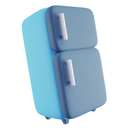 Refigerator 3 D Icon With Blue Color 3D Icon