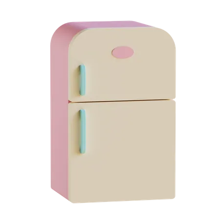 3 D Soft Pink Refrigerator With Transparent Background 3D Icon