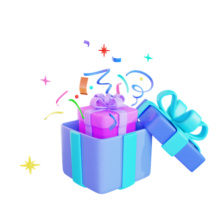 Regalo abierto con confeti  3D Icon