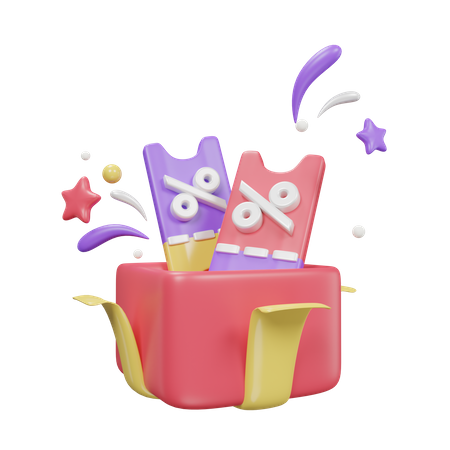 Regalo abierto con cupón  3D Icon