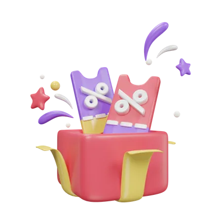 Regalo abierto con cupón  3D Icon