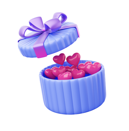 Regalo con corazones  3D Icon