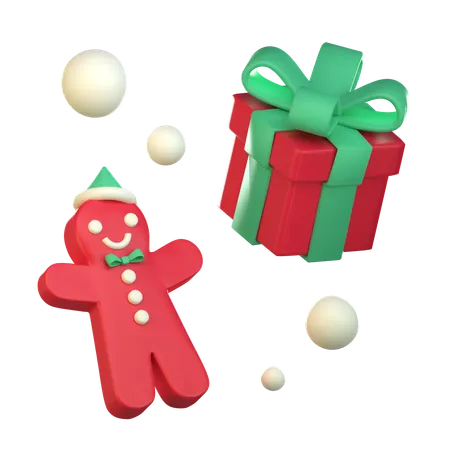 Regalo de navidad y galletas  3D Icon