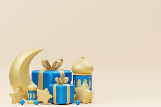 Regalo de Ramadán con medias lunas  3D Icon