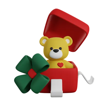 Regalo de oso de navidad  3D Icon