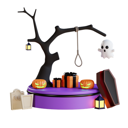 Regalos de halloween con ataúd  3D Illustration