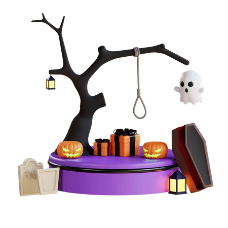 Regalos de halloween con ataúd  3D Illustration