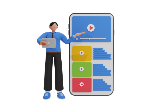 Regarder une vidéo éducative en ligne  3D Icon