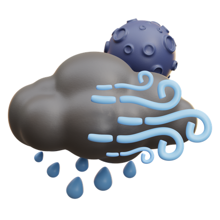 Regen und Mond  3D Icon