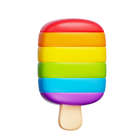Regenbogen-Eis am Stiel  3D Icon