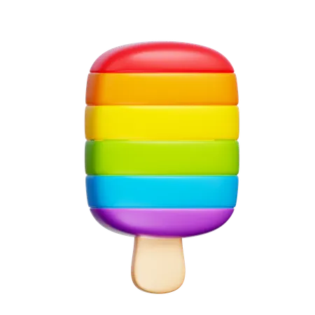 Regenbogen-Eis am Stiel  3D Icon