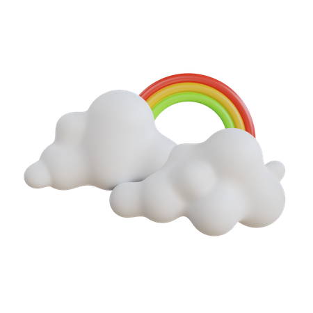 Regenbogen mit Wolke  3D Icon