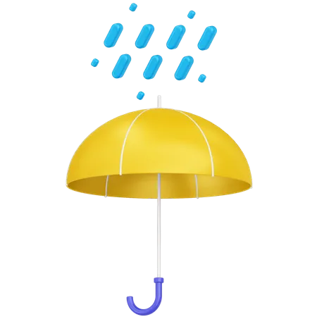 Regenschirm und Regen  3D Icon