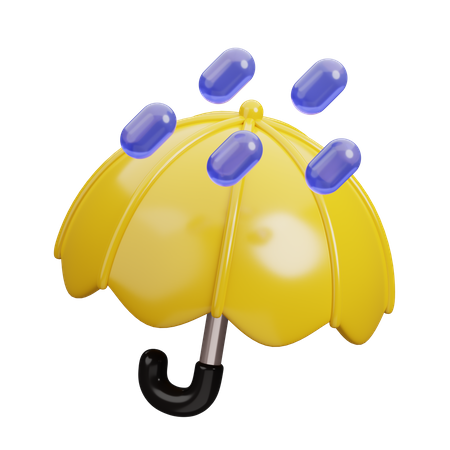 Regenschirm und Regen  3D Icon