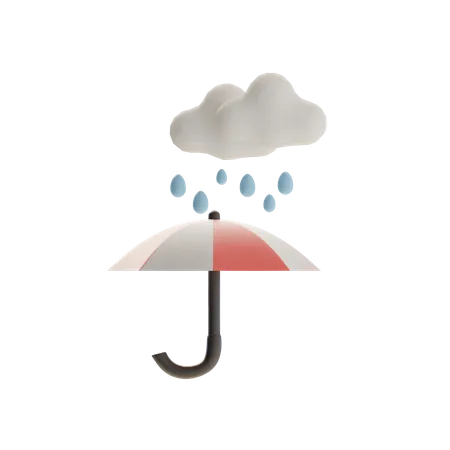 Regenschirm und Regenwasser  3D Icon