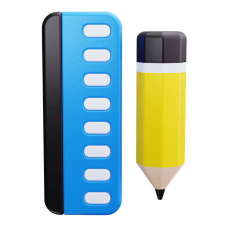 Règle avec un crayon  3D Icon