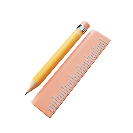 Crayon et Règle  3D Icon