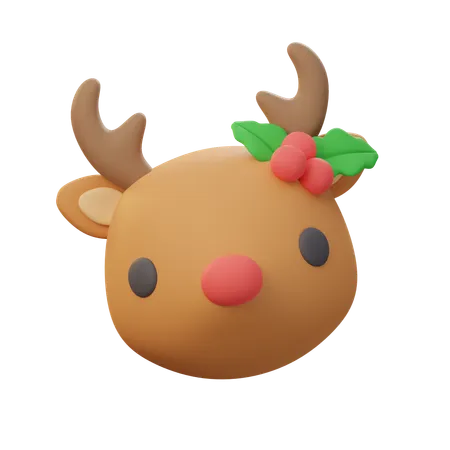 3 D Reindeer Face Christmas Decoration Element 3D Icon
