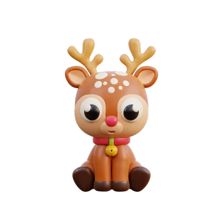 3 D Christmas Reindeer Character 3D Icon