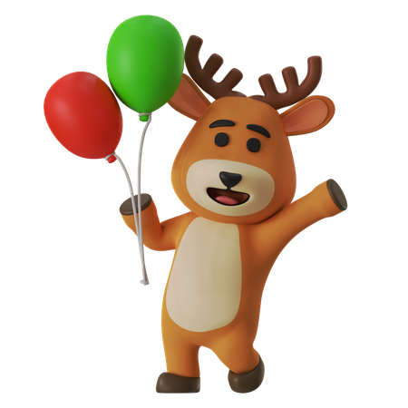 Reindeer Celebrating In Party  3D Illustration