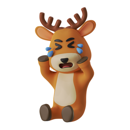 Reindeer Crying  3D Illustration