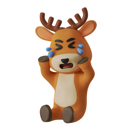 Reindeer Crying  3D Illustration