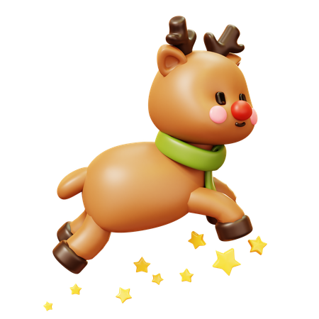 Reindeer Flying Stars  3D Icon
