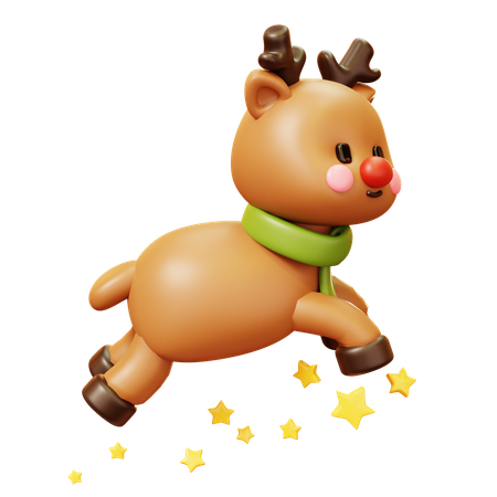 Reindeer Flying Stars  3D Icon