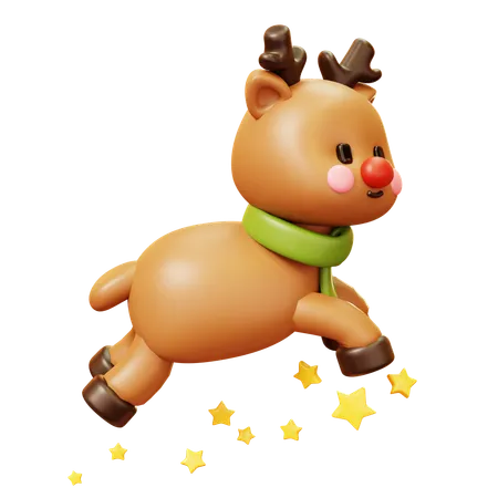 Reindeer Flying Stars  3D Icon