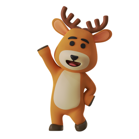 Reindeer Greeting Hello  3D Illustration