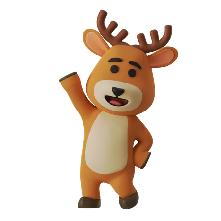 Reindeer Greeting Hello  3D Illustration