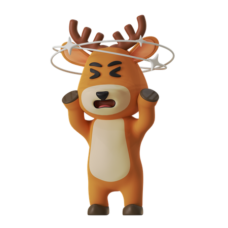 Reindeer Having Headache  3D Illustration