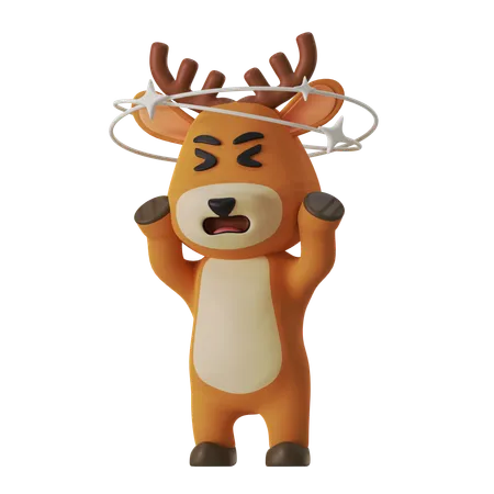 Reindeer Having Headache  3D Illustration