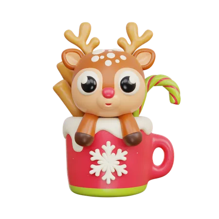 Reindeer In Cup  3D Illustration