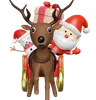 Reindeer is carrying many gifts and santa claus in sledge