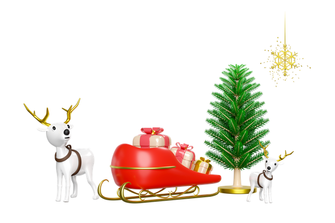 Reindeer is waiting for santa claus  3D Illustration