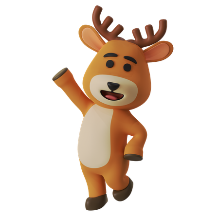 Reindeer Jumping  3D Illustration