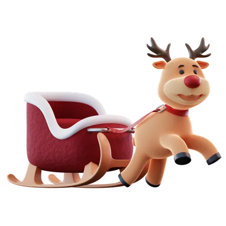 Reindeer Sledge  3D Icon